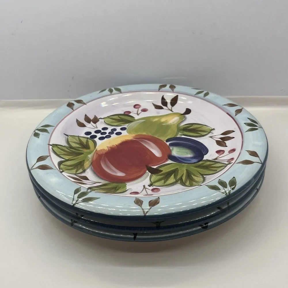 Vintage Heritage Black Forest Fruits Dinner Plates 10.5” Set of 3 Discontinued